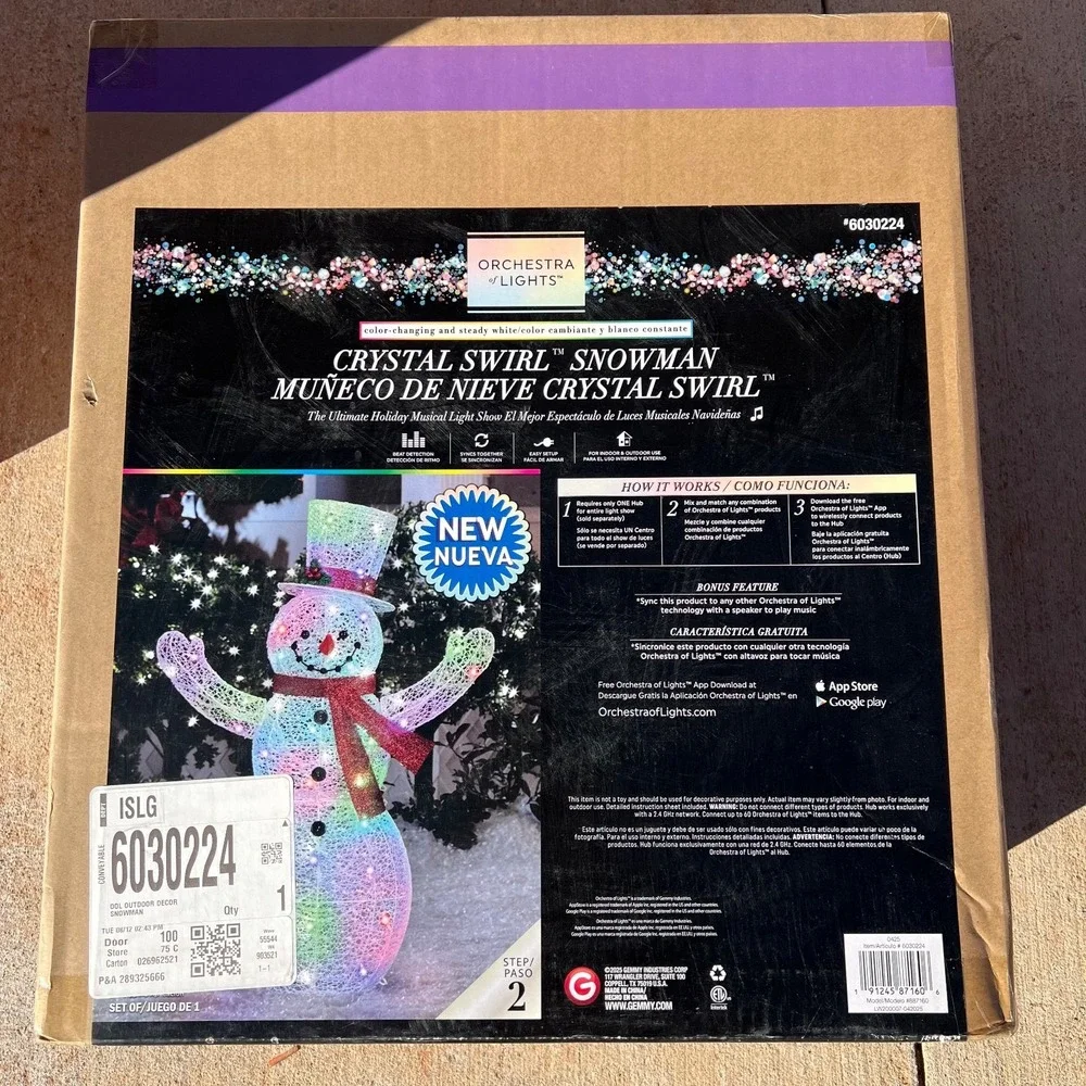 Gemmy Orchestra of‎ Lights 48-Inch LED Crystal Swirl Snowman with Scarf and Hat